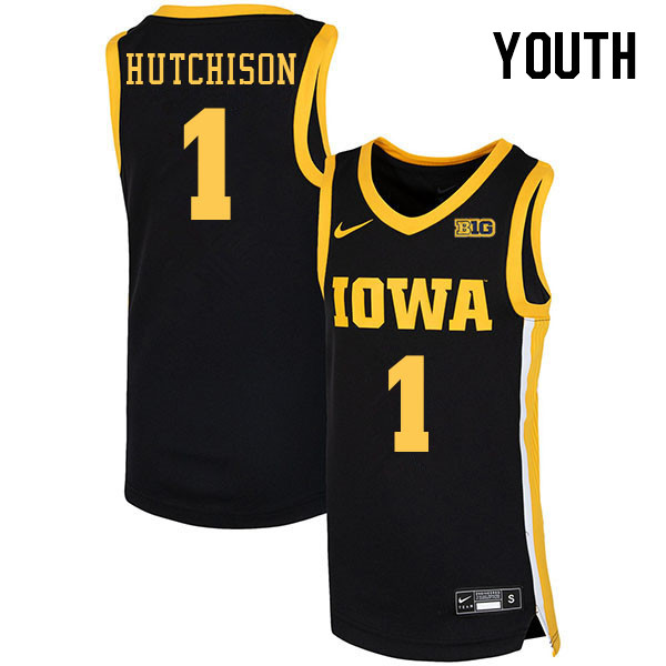 Youth #1 Spencer Hutchison Iowa Hawkeyes College Basketball Jerseys Stitched Sale-Black